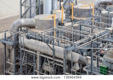 Close-up of the pipes and structure at the back of of the Delimara Thermal Power Station Marsaxlokk Malta