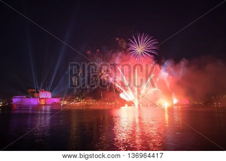 Fireworks over Grand Harbor during The Pagent of the Seas June 2016.
