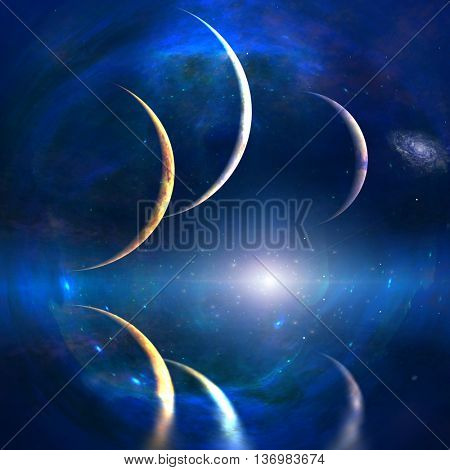 Three Moons 3D Render
