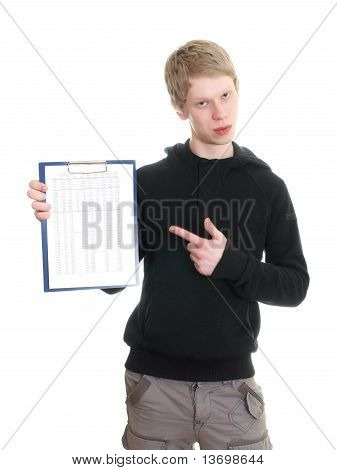 jonge man houdt een Klembord
