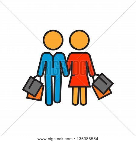 Couple carrying shopping bags. Shopping together, buying, shop, supermarket. Shopping together concept. Can be used for topics like shopping, family, customers