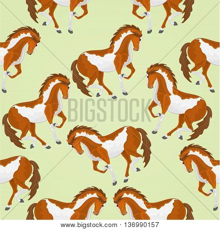 Seamless texture piebald horses stallions vector illustration