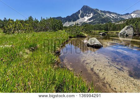 Panoramic view of Sivrya peak and Banski lakes, Pirin Mountain, Bulgaria
