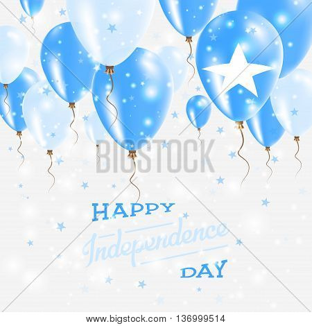 Somalia Vector Patriotic Poster. Independence Day Placard With Bright Colorful Balloons Of Country N