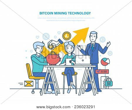 Bitcoin Mining Technology, Extraction And Receipt Bitcoins, E-currency, Growth Crypto-currency Marke