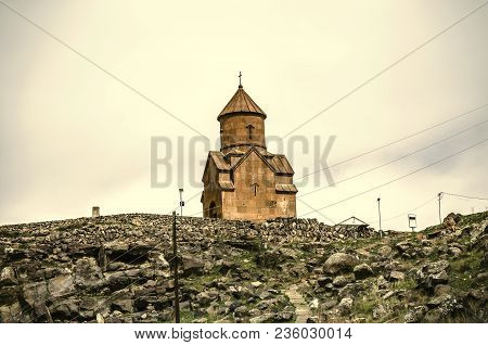 The Small Church Of St. Sarkis Of Red Tuff Located On At The Precipice Of The Kasakh River