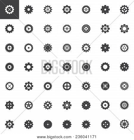 Gear Vector Icons Set, Modern Solid Symbol Collection Filled Style Pictogram Pack. Signs Logo Illust