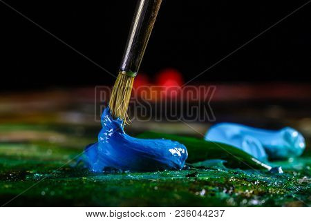 Close Up Of Artists Palette, Oil Paint