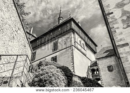Karlstejn Is A Large Gothic Castle Founded 1348 By Charles Iv In Czech Republic. Ancient Architectur
