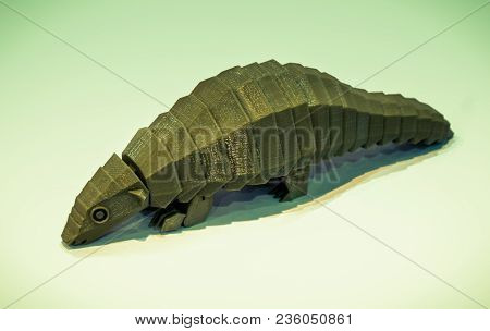 Abstract Object Of Green Color Printed By 3d Printer On White Background. Fused Deposition Modeling,