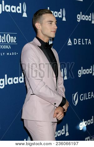 LOS ANGELES - APR 12:  Adam Rippon at GLAAD Media Awards Los Angeles at Beverly Hilton Hotel on April 12, 2018 in Beverly Hills, CA