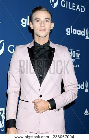 LOS ANGELES - APR 12:  Adam Rippon at GLAAD Media Awards Los Angeles at Beverly Hilton Hotel on April 12, 2018 in Beverly Hills, CA