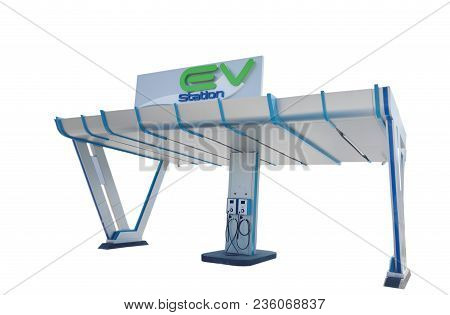 Samut Sakorn Thailand April 14, 2018 :  Electric Vehicle Charger In Ptt Thailand Public Company Limi