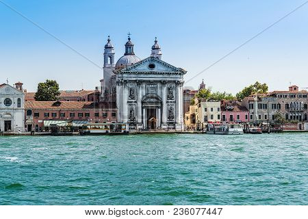 Venice, Italy: June 20, 2017: Santa Maria Del Rosario Is A Dominican Church On The Giudecca Canal. A