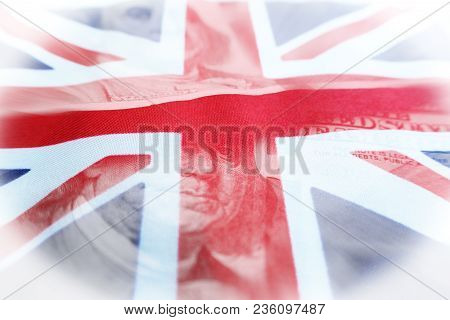 Foreign Investing With Hundreds With British Flag High Quality Stock Photo