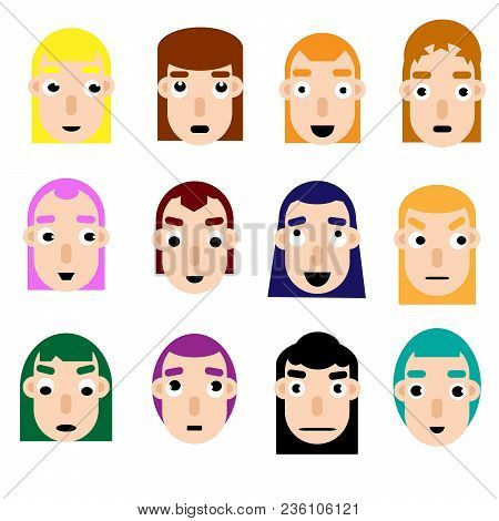 Women Avatars With Different Emotions And Hairstyles