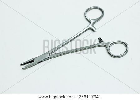 Needle Holder Isolated On The White Background
