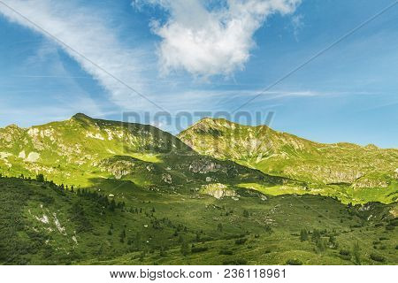 Mountain Landscape In Italy. Pass Of The Cow From Tito Secchi Refuge In Valsabbia, Brescia, Italy.