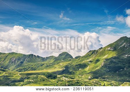 Panoramic View In Mount Gaver National Park, North Italy. Valsabbia, Brescia, Italy.