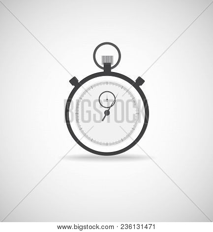 Stopwatch Icon. Flat Design. Vector Button. Black And White