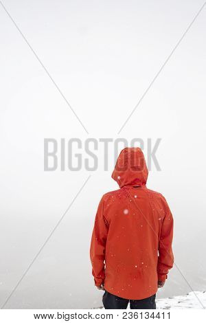 Man On The Chalcaltaya Mountain In Cordillera Range At Bolivia