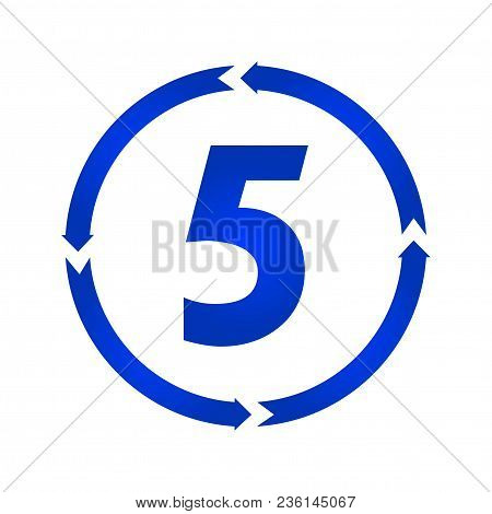 Number 5 Sign Turn Iconvector Illustration. Flat Style