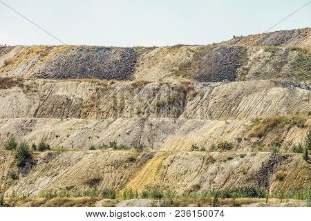 Dumps Of Processed Iron Ore. Waste From The Iron Ore Industry. Close-up. Belgorod Region, Russia.