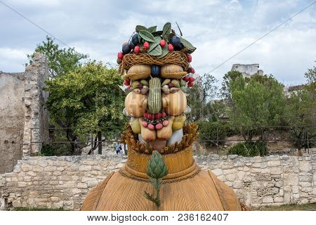 Les Baux, France - June 26, 2017: The Artwork, Titled Summer Is Four Seasons Three-dimensional Inter
