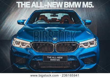 Bangkok, Thailand - Apr 4, 2018: New Bmw M5 Display On Stage At The 39th Bangkok International Motor