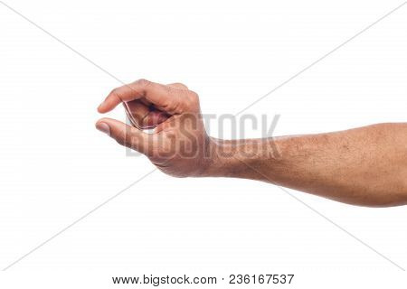 Male Hand Measuring Something, Cutout, Gesture