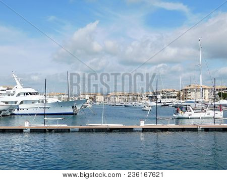 Boats In The Frejus Harbour In Southern France