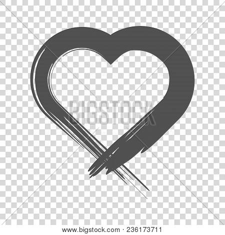Image Of The Heart Inflicted With A Brush. Vector Icon On White Background.