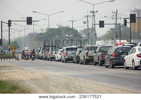 Car And Traffic On Highway Road Near Juction.