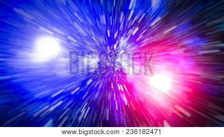 Abstract Of Warp Or Hyperspace Motion In Blue Star Trail.