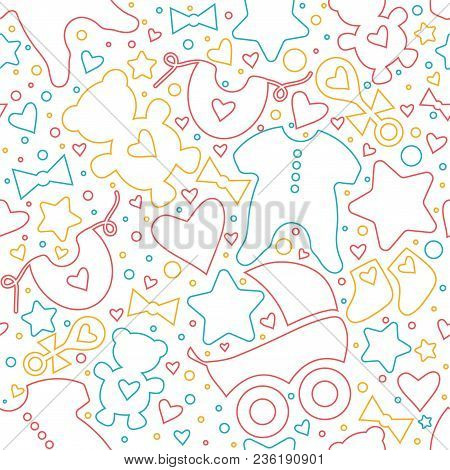 Baby Seamless Pattern. Detailed Illustration. Hand Drawn, Great For Fabric And Textile, Prints, Invi