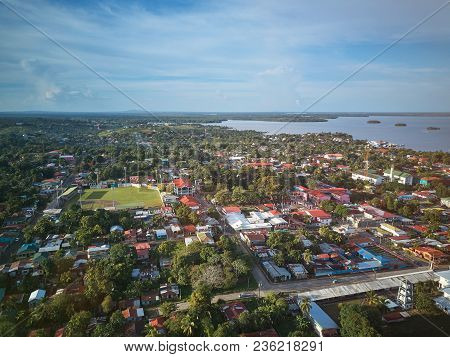 Landscape View Of Bluefields Town Aerial Drone View