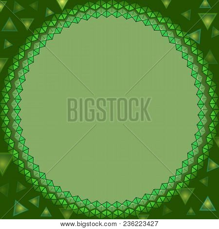 Beautiful Background In Green Tones With Vertical Abstract Ornament In A Circle. Excellent As A Back