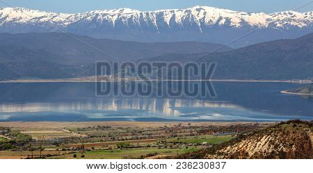Landscape Of Little Prespa Lake, Municipality Of Devol, Greece.