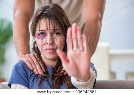 Desparate wife with aggressive husband in domestic violence conc