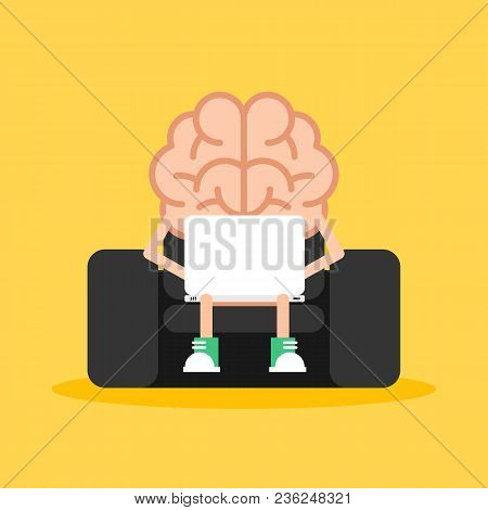 Generate Creative Thinking Idea Concept By Using Computer And Internet Flat Design, Vector Illustrat