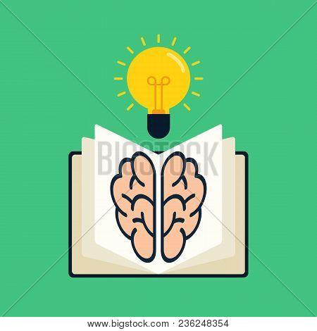 Generate Creative Thinking Idea Concept By Reading A Book, Vector Illustration