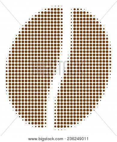 Coffee Bean Halftone Vector Pictogram. Illustration Style Is Dotted Iconic Coffee Bean Icon Symbol O