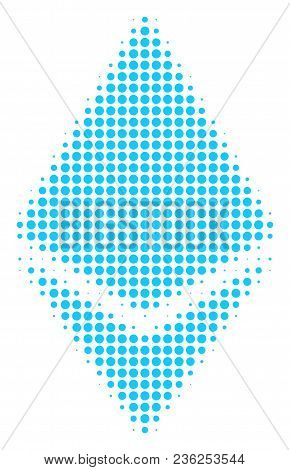 Ethereum Crystal Halftone Vector Pictogram. Illustration Style Is Dotted Iconic Ethereum Crystal Ico