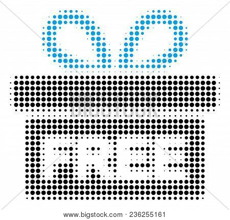 Free Gift Halftone Vector Icon. Illustration Style Is Dotted Iconic Free Gift Icon Symbol On A White
