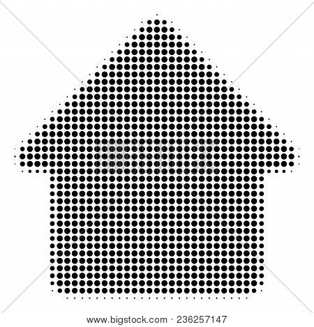 House Halftone Vector Icon. Illustration Style Is Dotted Iconic House Icon Symbol On A White Backgro