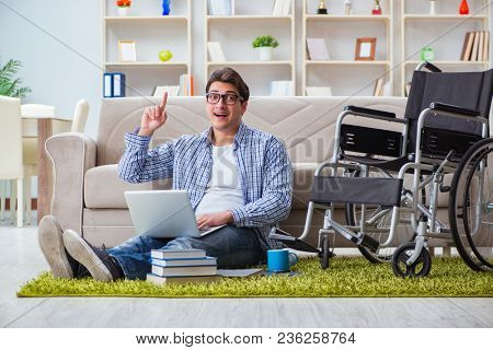 Young student studying at home