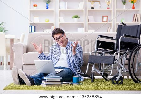 Young student studying at home