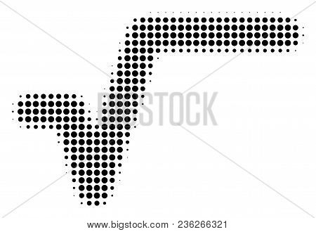 Sqrt Halftone Vector Pictogram. Illustration Style Is Dotted Iconic Sqrt Icon Symbol On A White Back