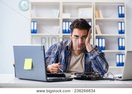 Computer hardware repair and fixing concept by experienced techn