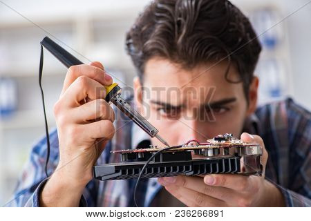 Computer hardware repair and fixing concept by experienced techn